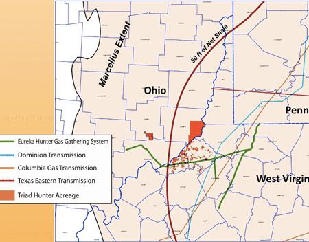 Eureka Hunter Pipeline under construction in West VirginiaMap courtesy of Magnum Hunter Resource Corp.