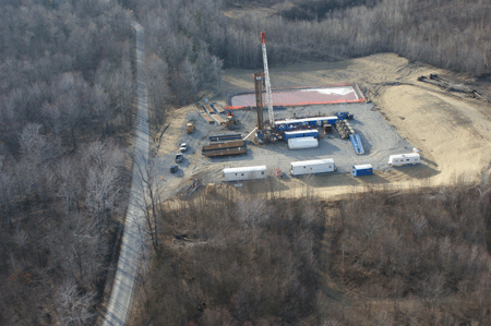 Cowfer #1 well at Osceola Mills, Centre Co., PA - 2009Photo courtesy of Carrizo Oil and Gas